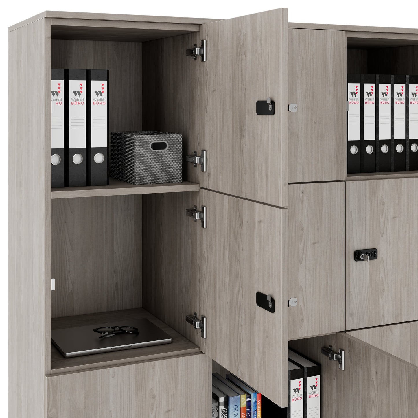 CHOICE Spind | 1353 x 1836 mm, 12 Schließfächer, Nordeiche grau