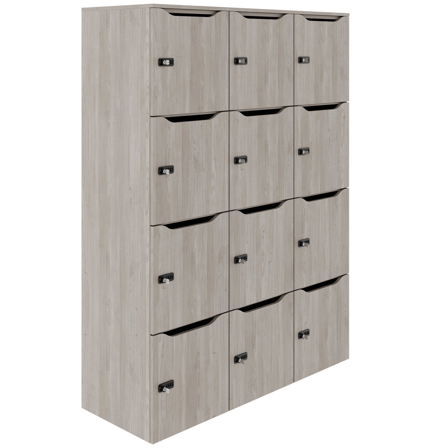 CHOICE Spind | 1353 x 1836 mm, 12 Schließfächer, Nordeiche grau