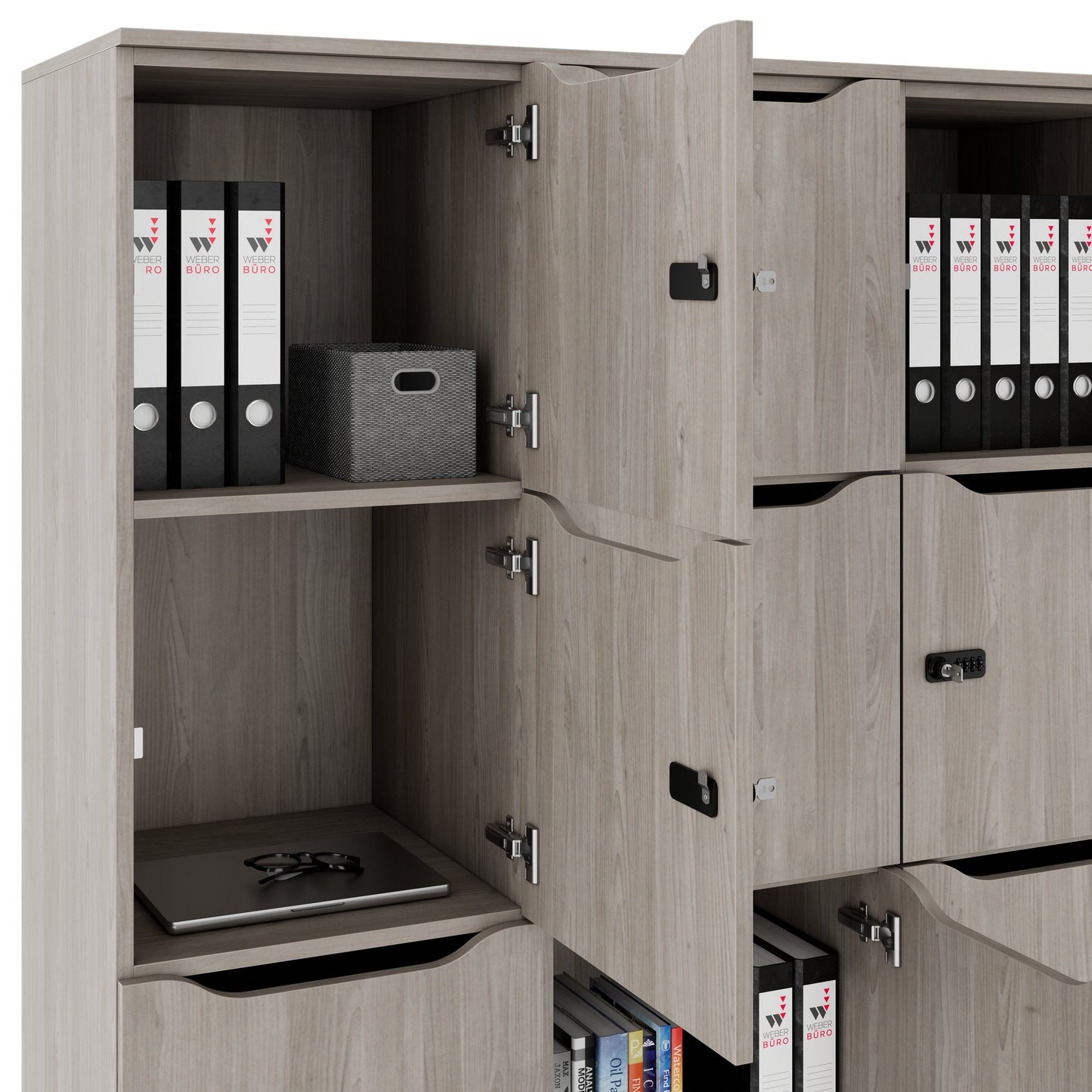 CHOICE Spind | 1353 x 1836 mm, 12 Schließfächer, Nordeiche grau