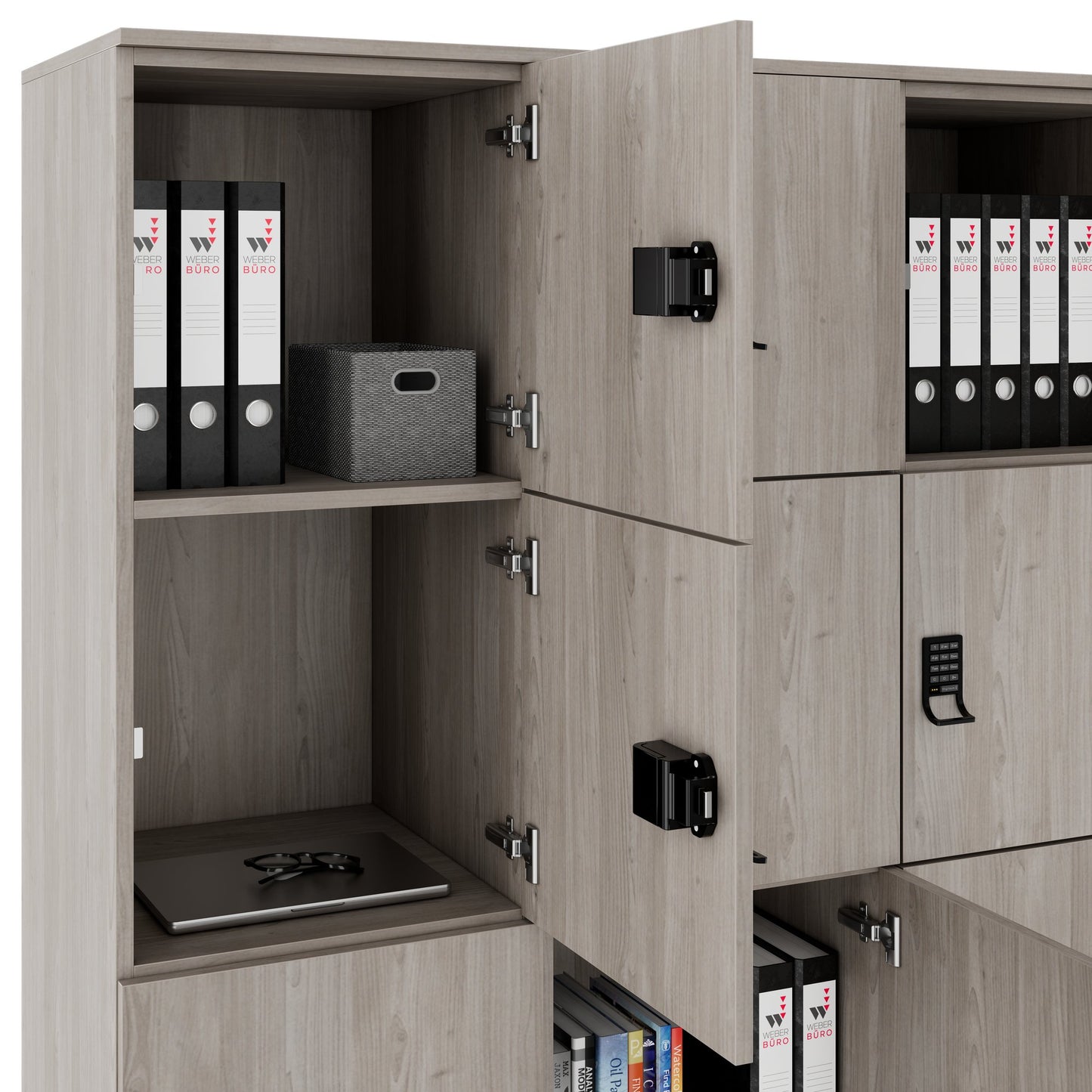 CHOICE Spind | 1353 x 1836 mm, 12 Schließfächer, Nordeiche grau