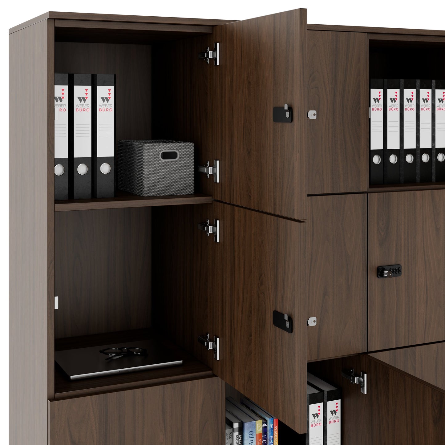 CHOICE Spind | 1353 x 1836 mm, 12 Schließfächer, Nussbaum