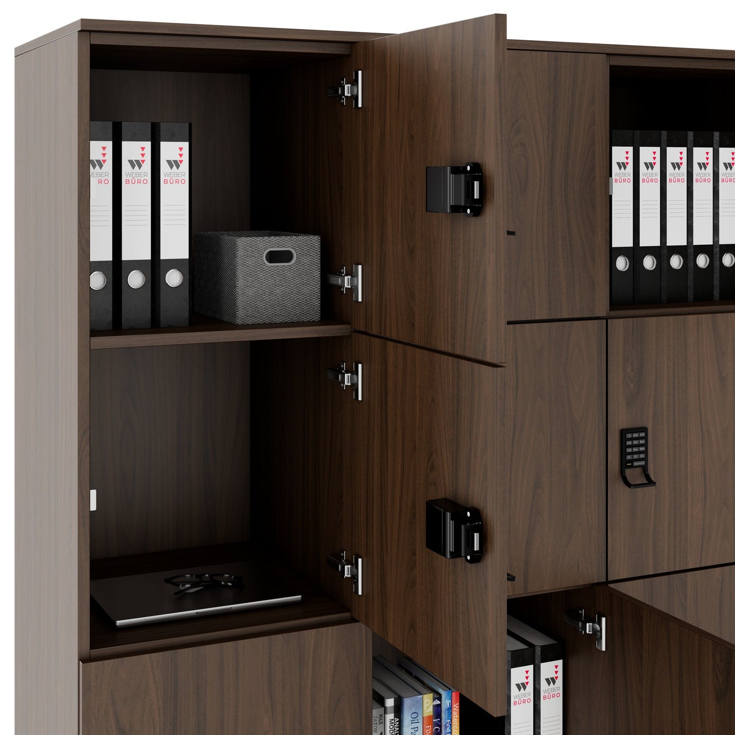 CHOICE Spind | 1353 x 1836 mm, 12 Schließfächer, Nussbaum