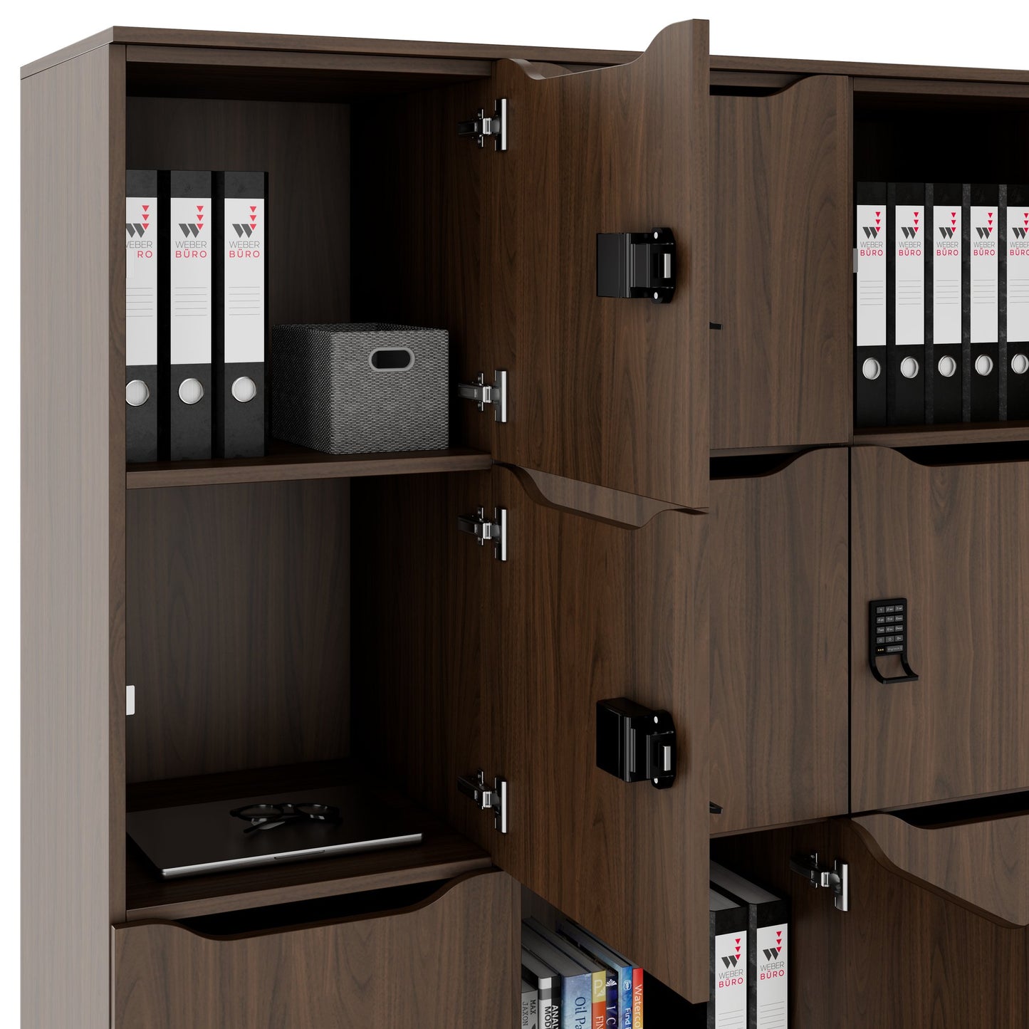 CHOICE Spind | 1353 x 1836 mm, 12 Schließfächer, Nussbaum