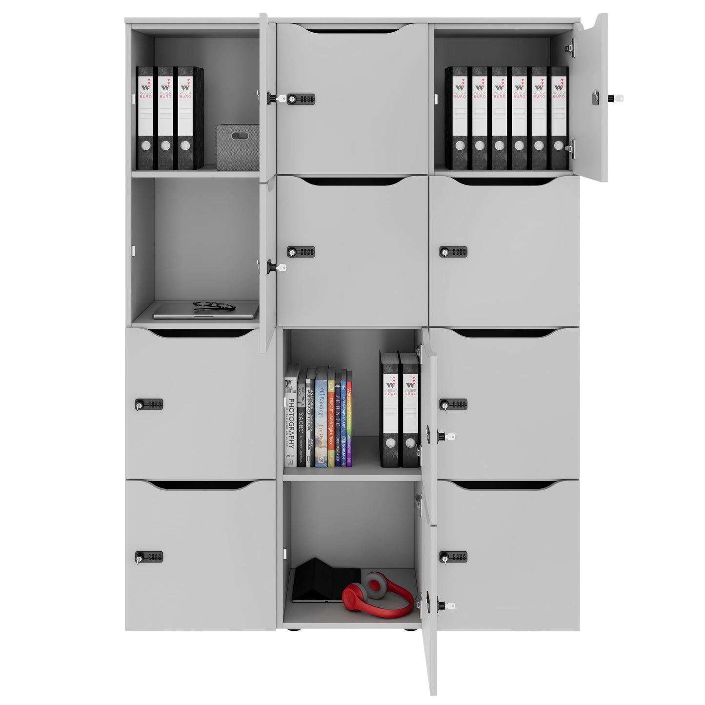 CHOICE Spind | 1353 x 1836 mm, 12 Schließfächer, Perlgrau