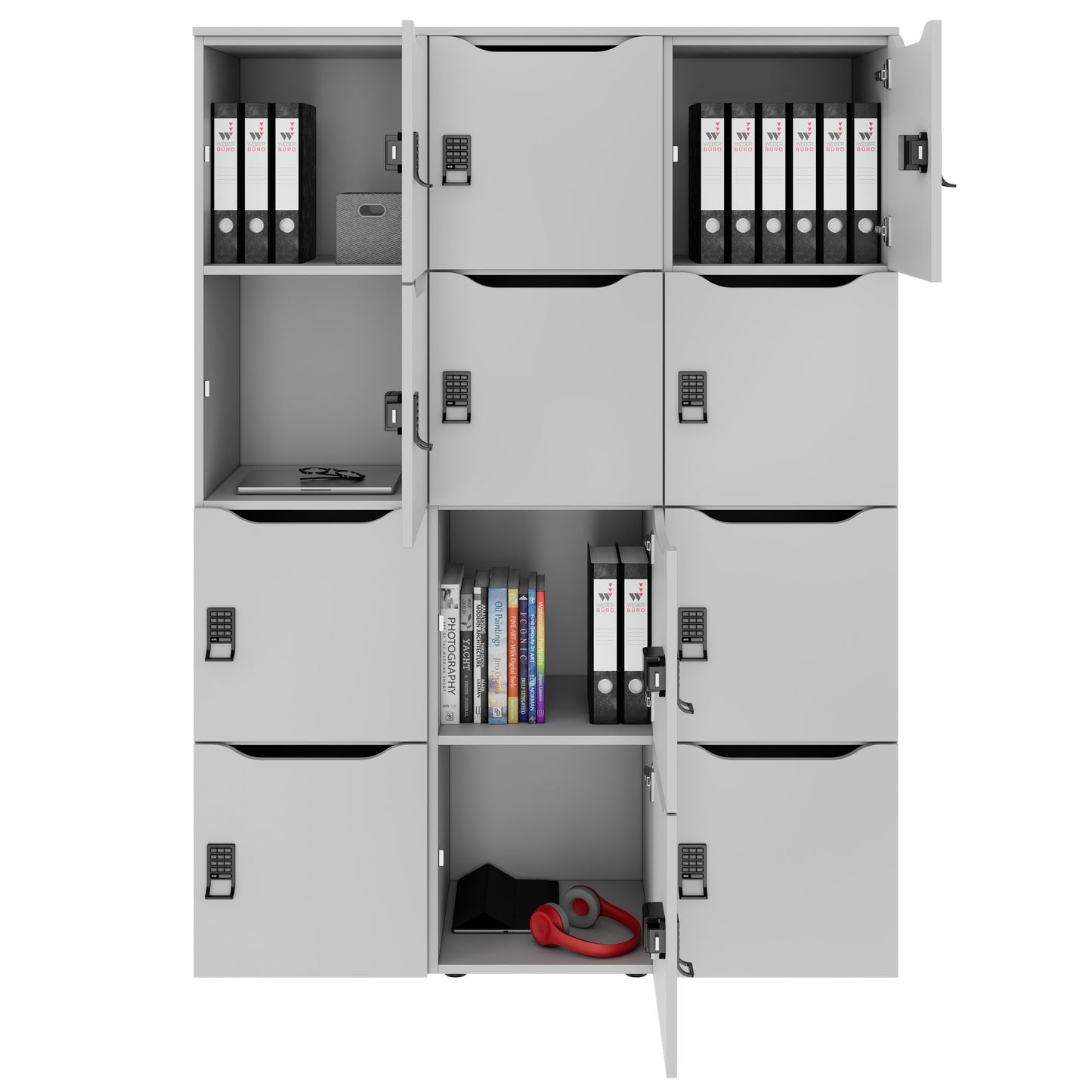 CHOICE Spind | 1353 x 1836 mm, 12 Schließfächer, Perlgrau