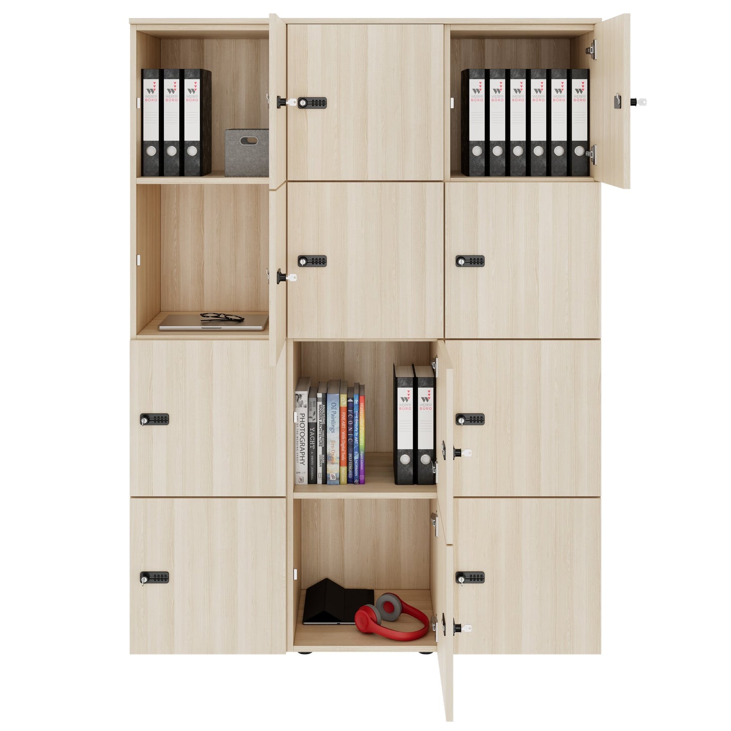 CHOICE Spind | 1353 x 1836 mm, 12 Schließfächer, Sandesche