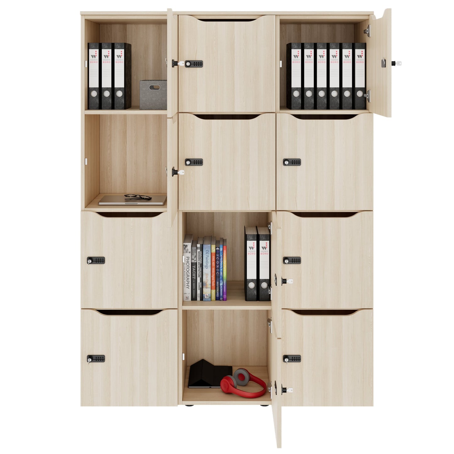 CHOICE Spind | 1353 x 1836 mm, 12 Schließfächer, Sandesche