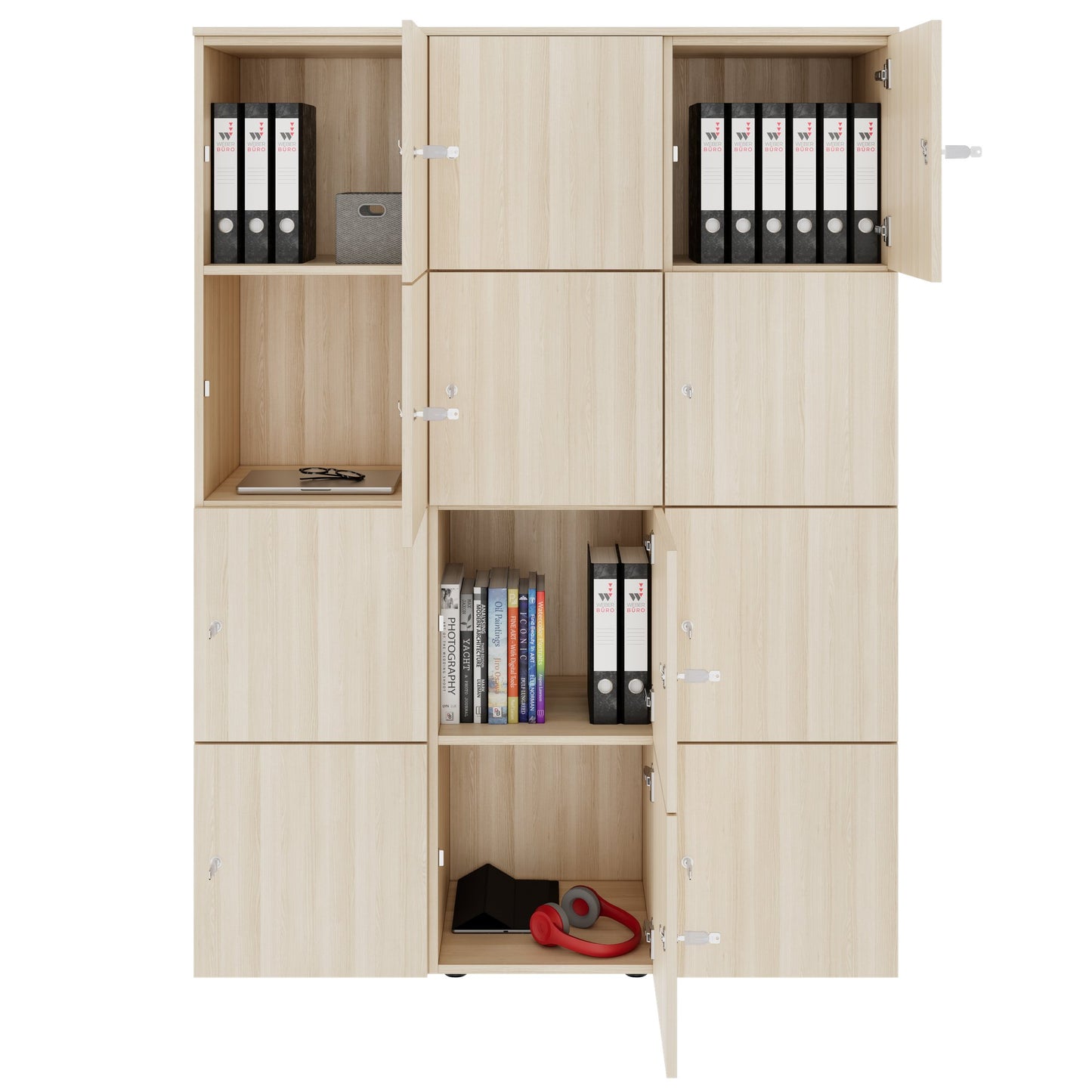 CHOICE Spind | 1353 x 1836 mm, 12 Schließfächer, Sandesche