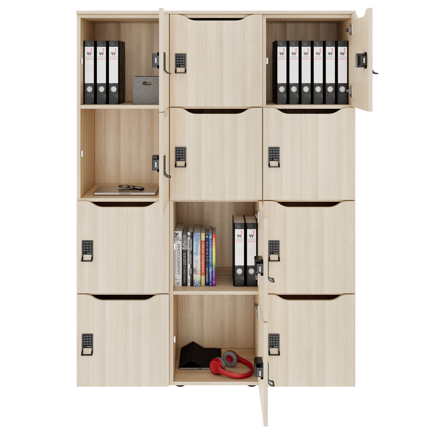 CHOICE Spind | 1353 x 1836 mm, 12 Schließfächer, Sandesche