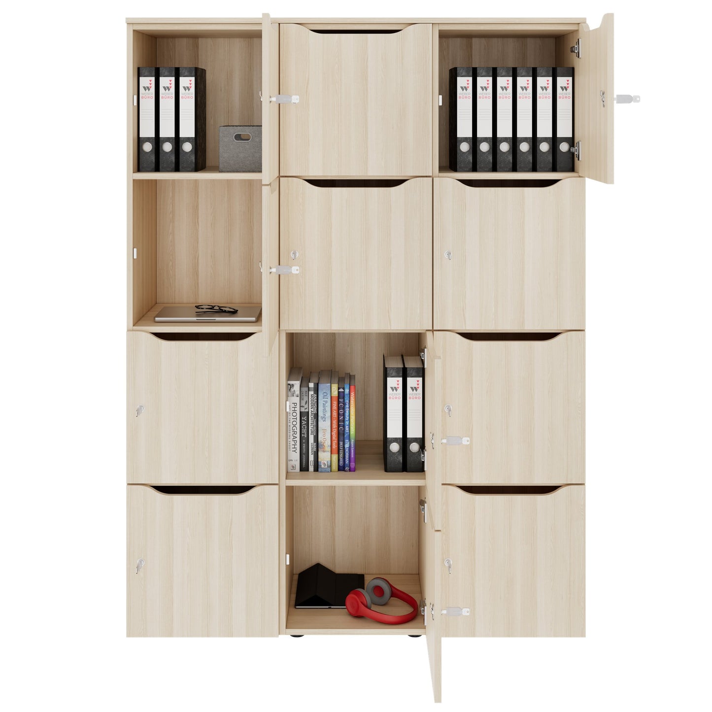 CHOICE Spind | 1353 x 1836 mm, 12 Schließfächer, Sandesche