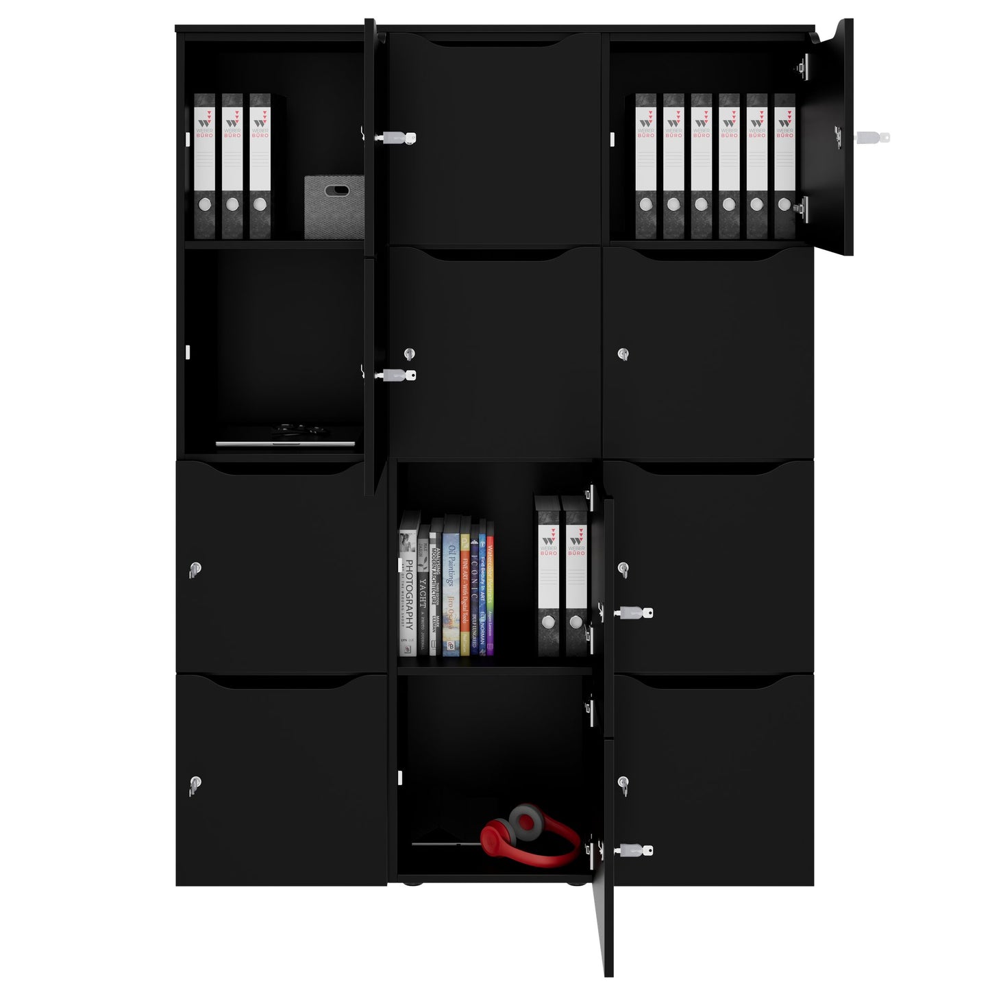 CHOICE Spind | 1353 x 1836 mm, 12 Schließfächer, Schwarz
