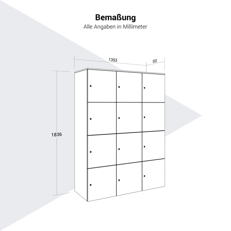 Armoire CHOICE | 1353 x 1836 mm, 12 casiers, blanc - 7 Main Image