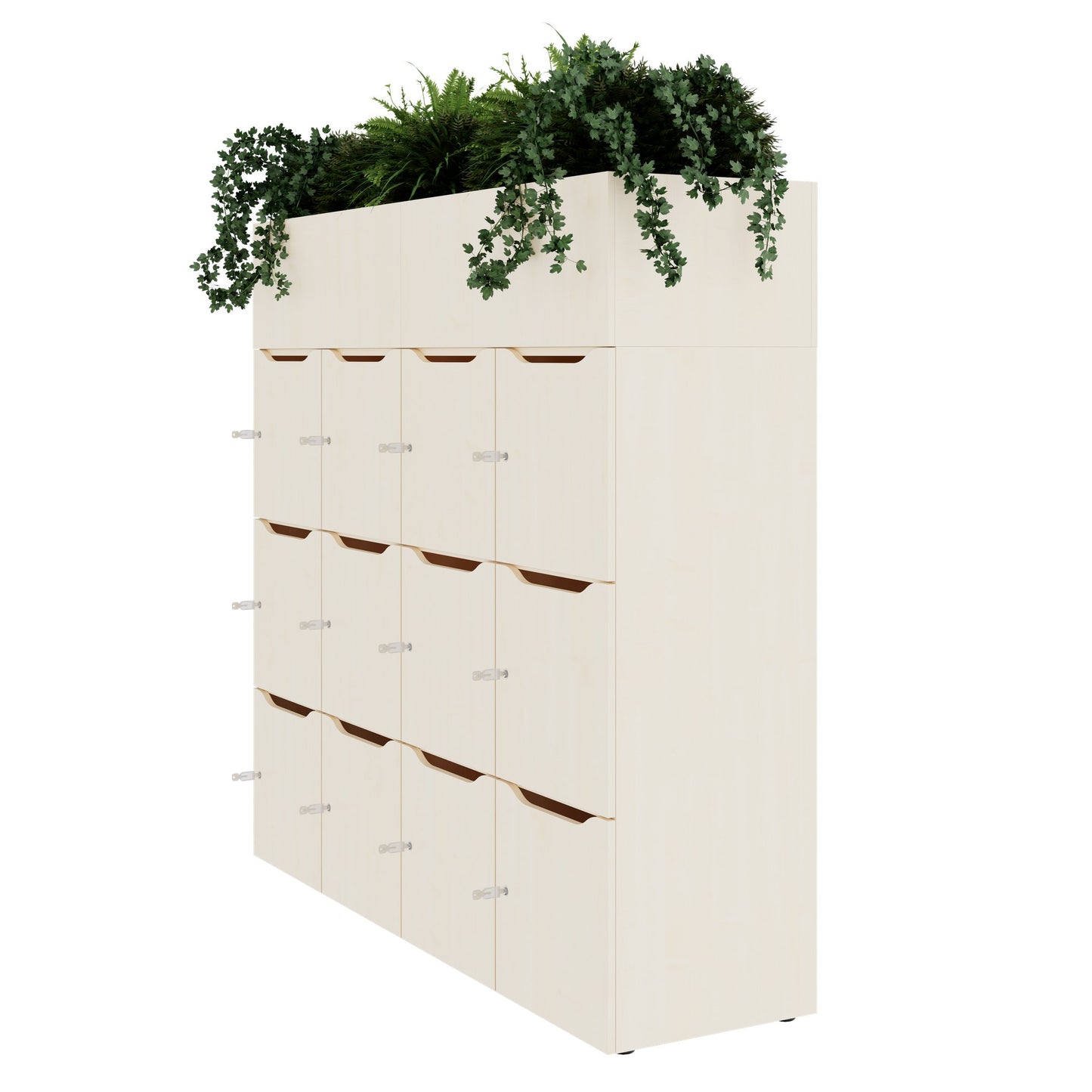 CHOICE Spind | 1800 x 1704 mm, 12 Schliessfächer, Blumenkästen, Ahorn