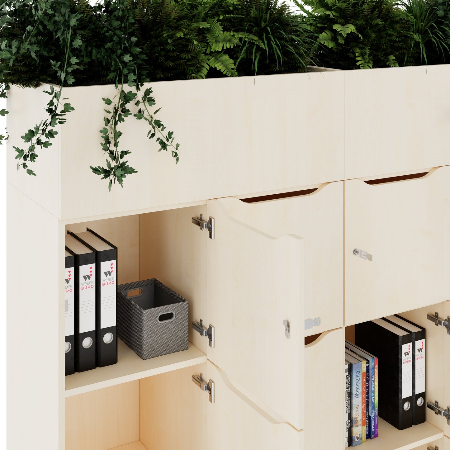 CHOICE Spind | 1800 x 1704 mm, 12 Schliessfächer, Blumenkästen, Ahorn