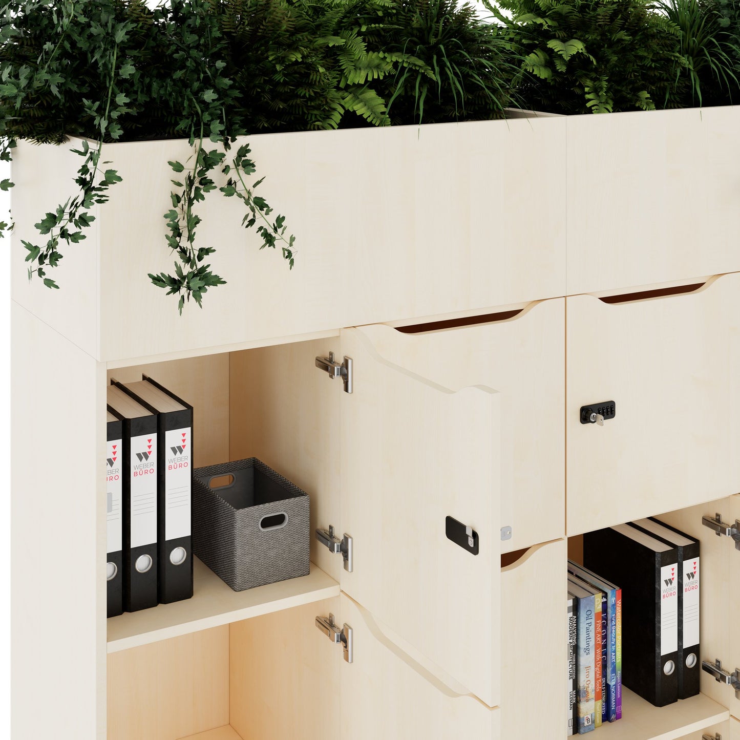 CHOICE Spind | 1800 x 1704 mm, 12 Schliessfächer, Blumenkästen, Ahorn