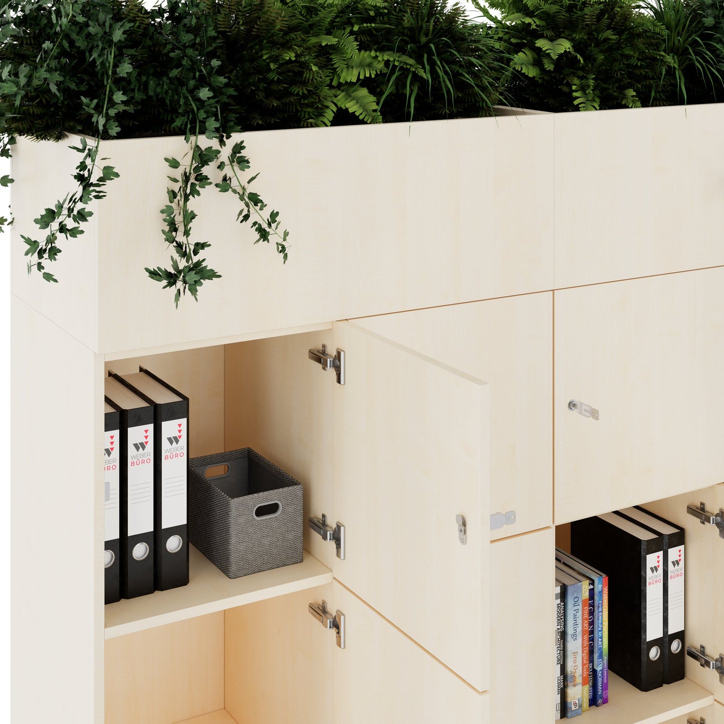 CHOICE Spind | 1800 x 1704 mm, 12 Schliessfächer, Blumenkästen, Ahorn