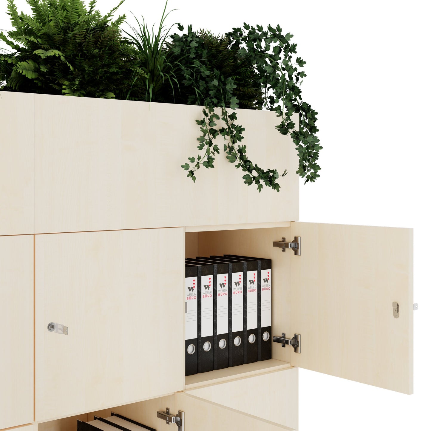 CHOICE Spind | 1800 x 1704 mm, 12 Schliessfächer, Blumenkästen, Ahorn