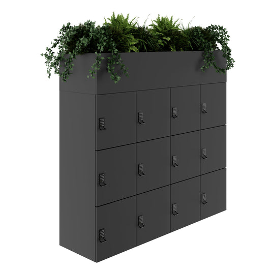 CHOICE Spind | 1800 x 1704 mm, 12 Schliessfächer, Blumenkästen, Anthrazit