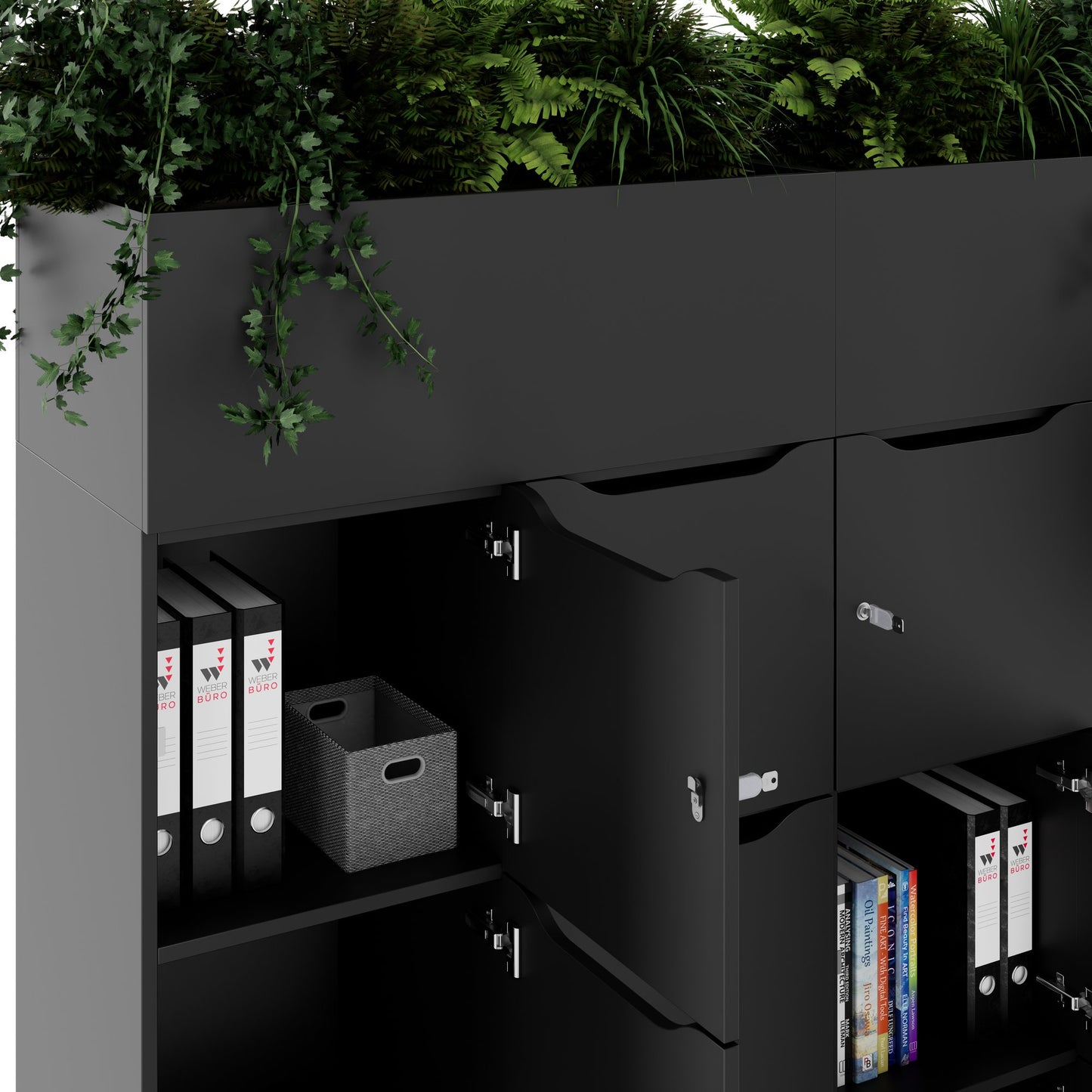 CHOICE Spind | 1800 x 1704 mm, 12 Schliessfächer, Blumenkästen, Anthrazit