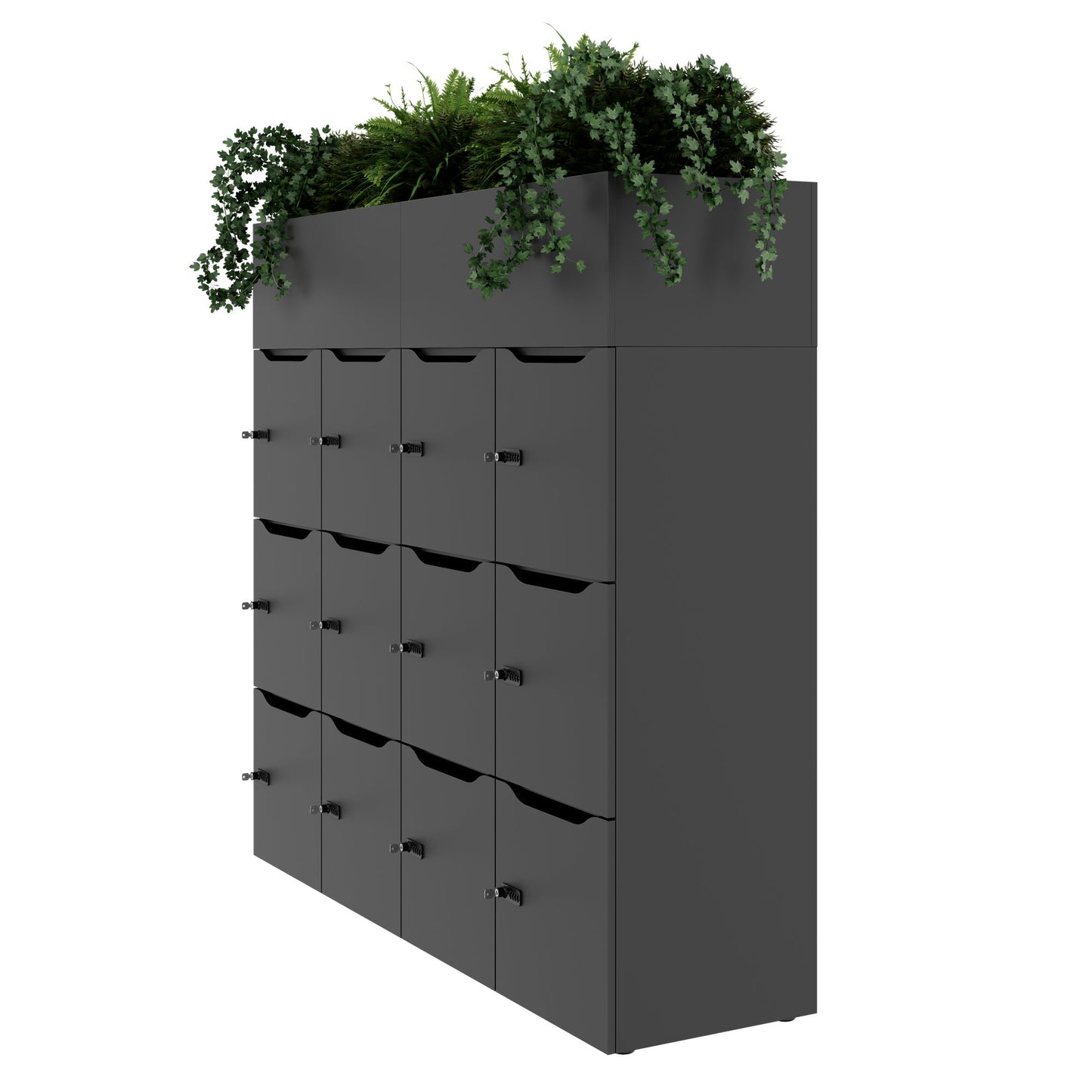 CHOICE Spind | 1800 x 1704 mm, 12 Schliessfächer, Blumenkästen, Anthrazit