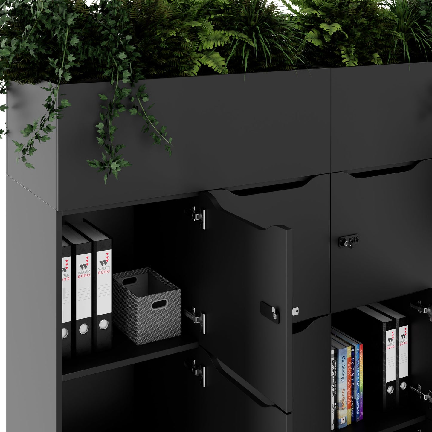 CHOICE Spind | 1800 x 1704 mm, 12 Schliessfächer, Blumenkästen, Anthrazit