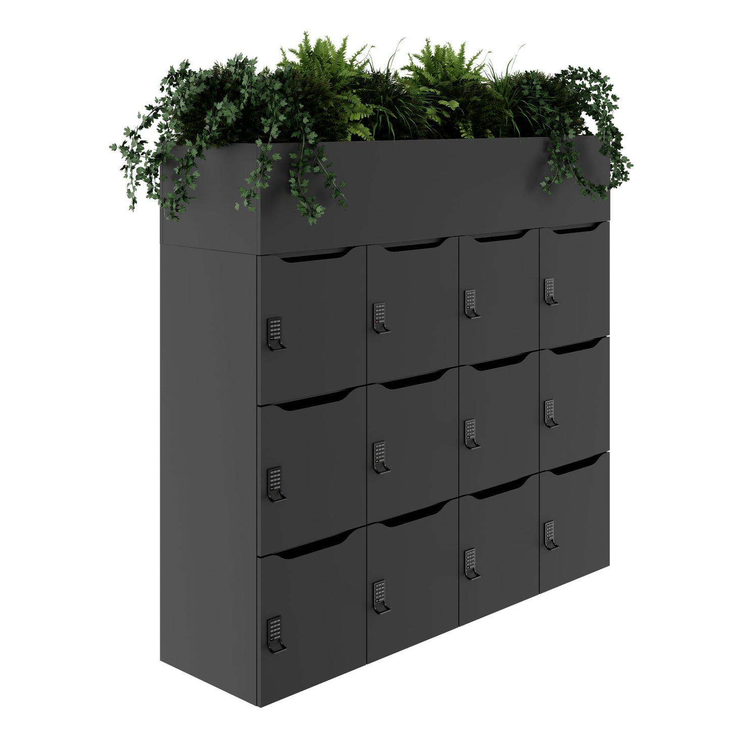 CHOICE Spind | 1800 x 1704 mm, 12 Schliessfächer, Blumenkästen, Anthrazit