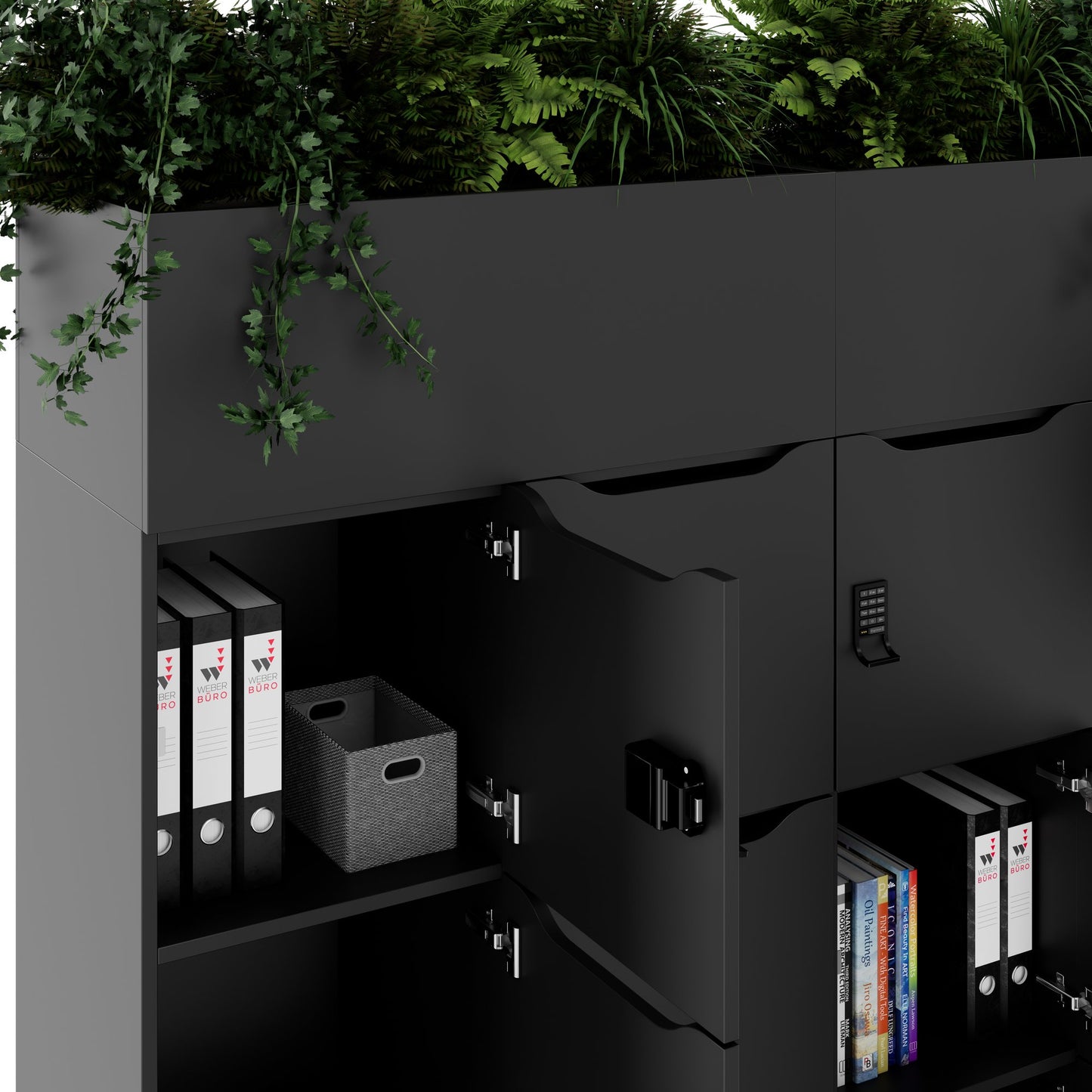 CHOICE Spind | 1800 x 1704 mm, 12 Schliessfächer, Blumenkästen, Anthrazit