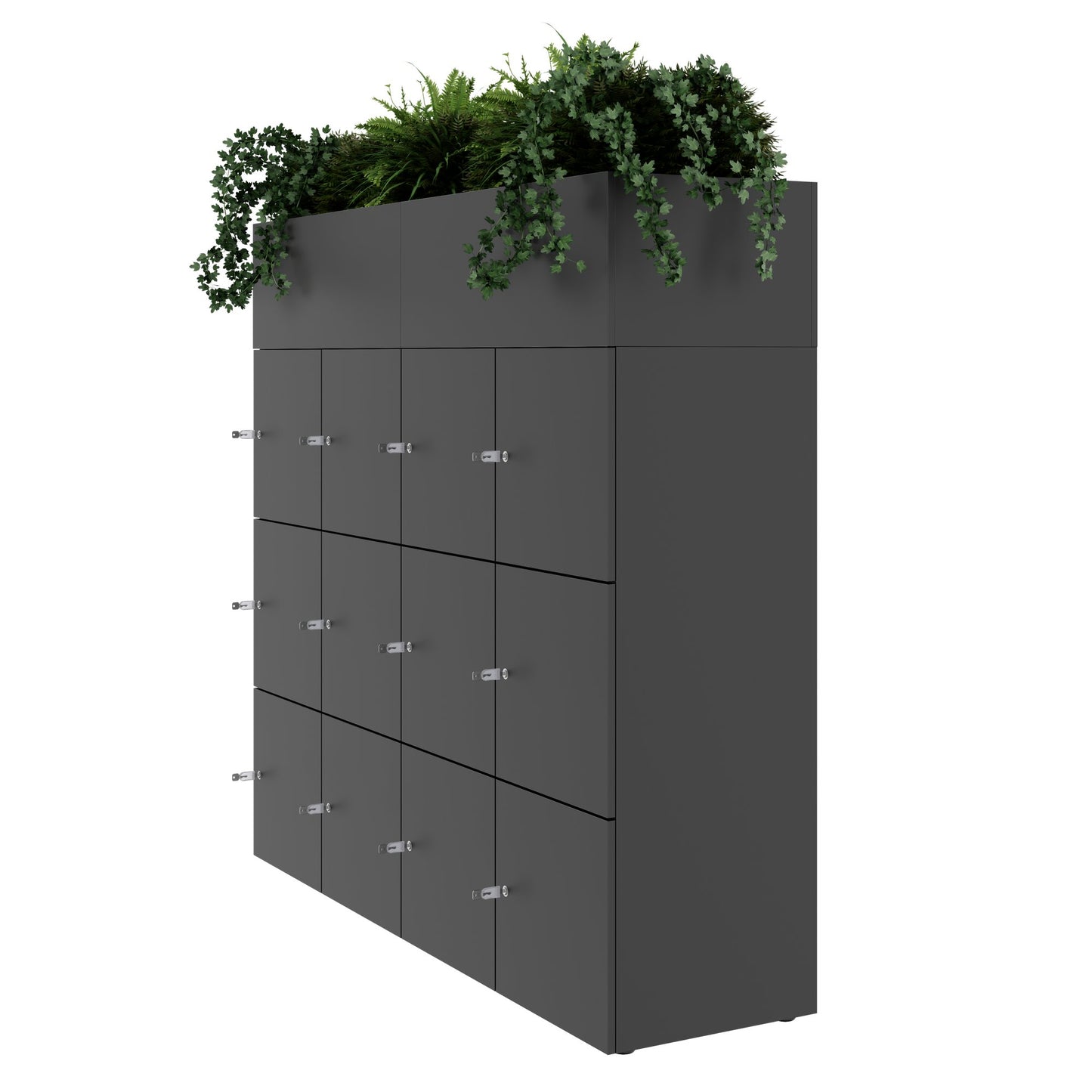 CHOICE Spind | 1800 x 1704 mm, 12 Schliessfächer, Blumenkästen, Anthrazit