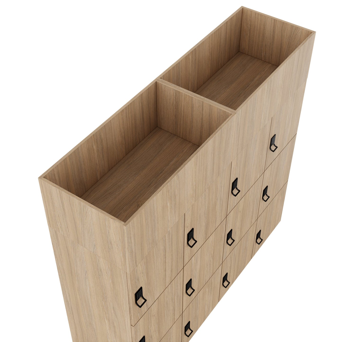 CHOICE Spind | 1800 x 1704 mm, 12 Schließfächer, Blumenkästen, Bernsteineiche