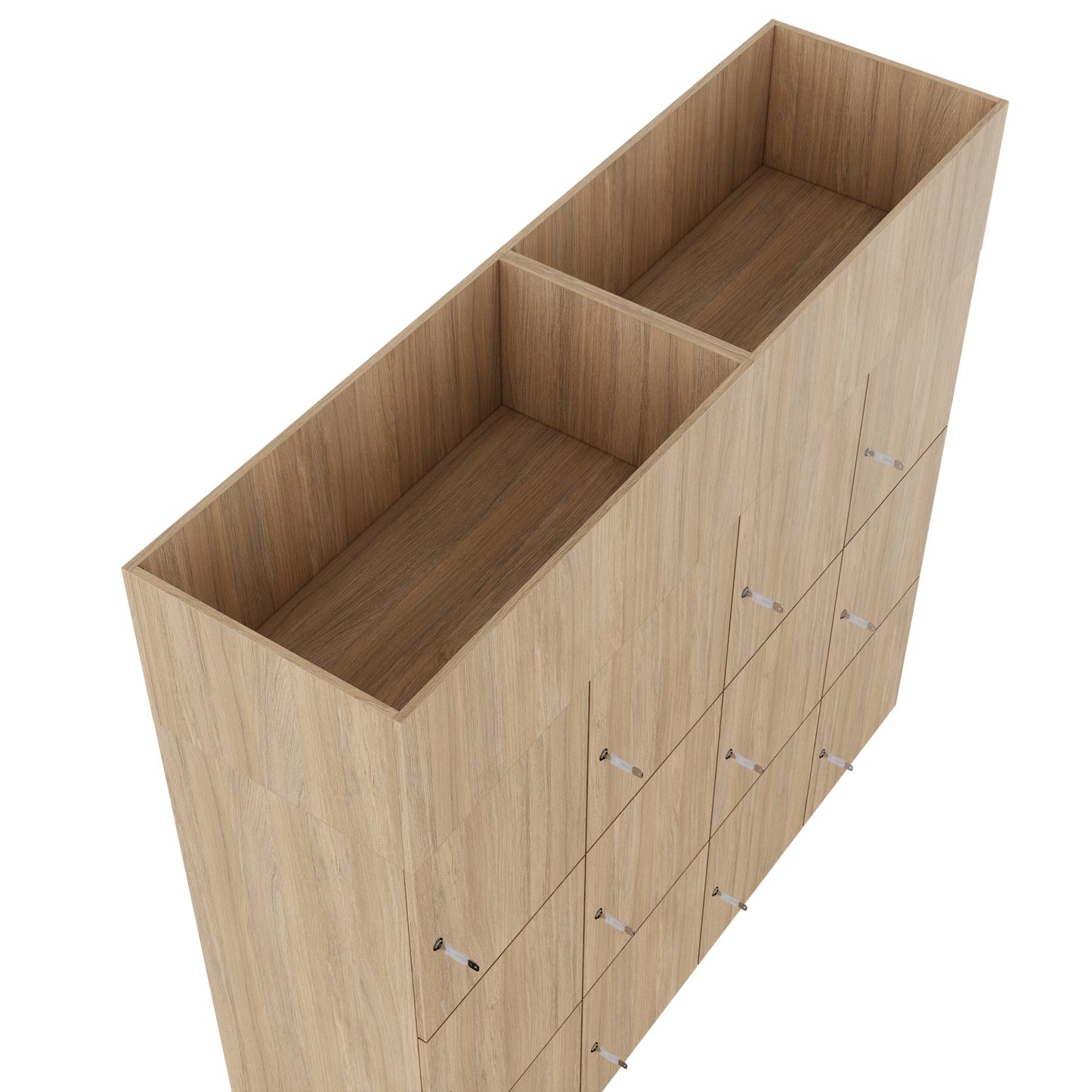 CHOICE Spind | 1800 x 1704 mm, 12 Schließfächer, Blumenkästen, Bernsteineiche