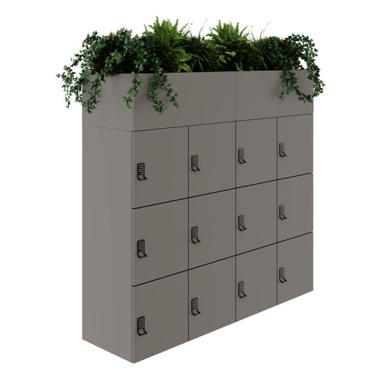 CHOICE Spind | 1800 x 1704 mm, 12 Schließfächer, Blumenkästen, Cubanitgrau