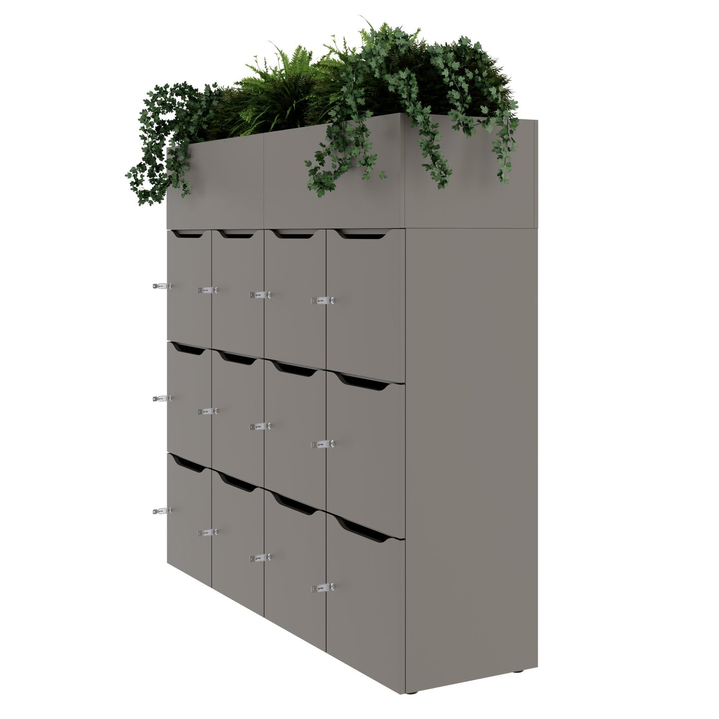 CHOICE Spind | 1800 x 1704 mm, 12 Schließfächer, Blumenkästen, Cubanitgrau