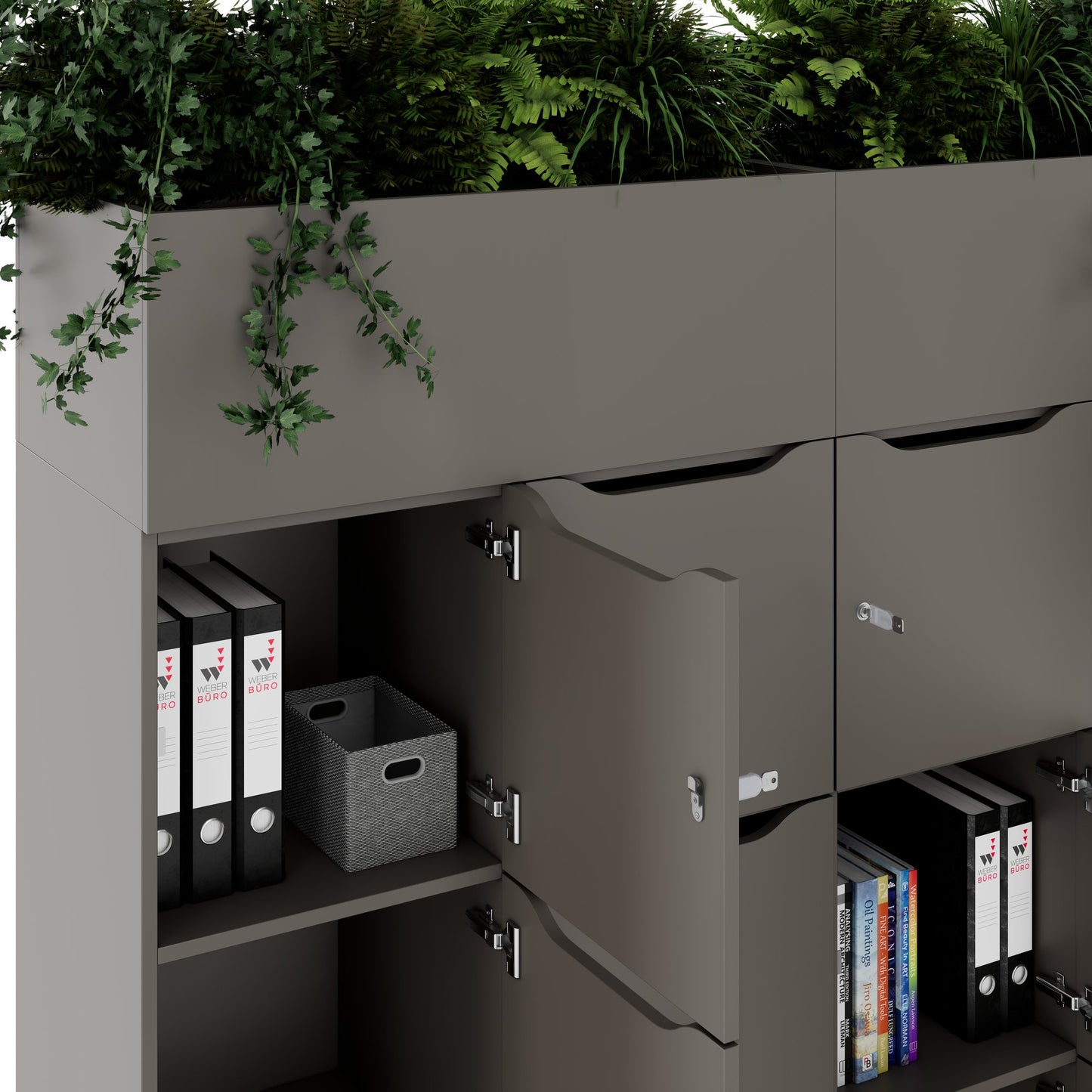 CHOICE Spind | 1800 x 1704 mm, 12 Schließfächer, Blumenkästen, Cubanitgrau