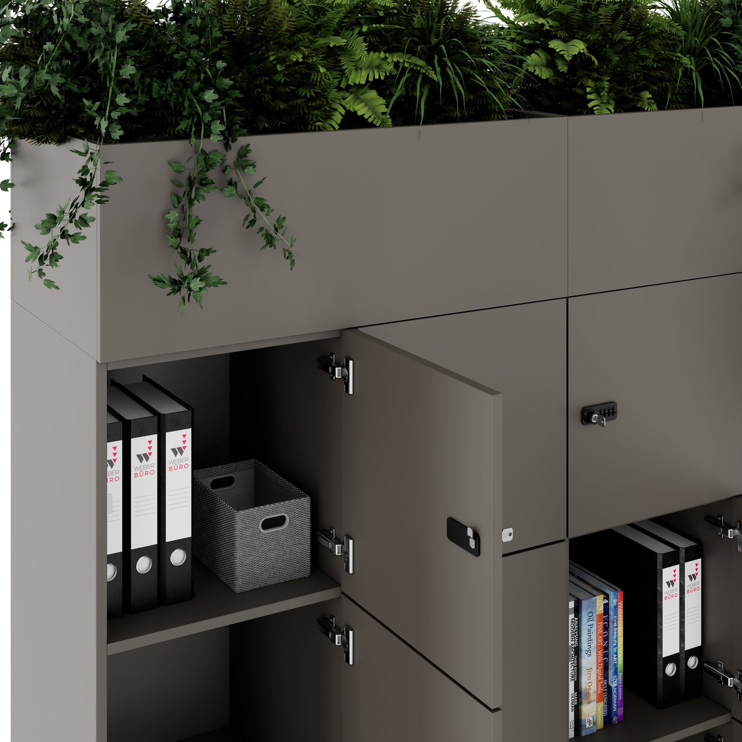 CHOICE Spind | 1800 x 1704 mm, 12 Schließfächer, Blumenkästen, Cubanitgrau