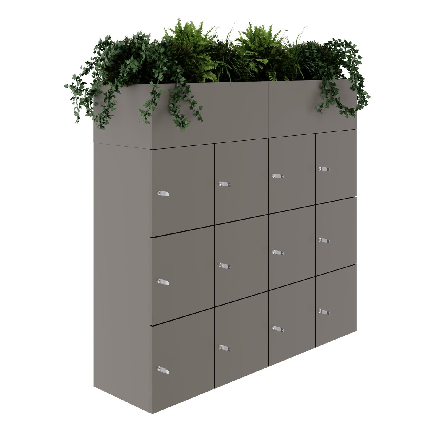 CHOICE Spind | 1800 x 1704 mm, 12 Schließfächer, Blumenkästen, Cubanitgrau