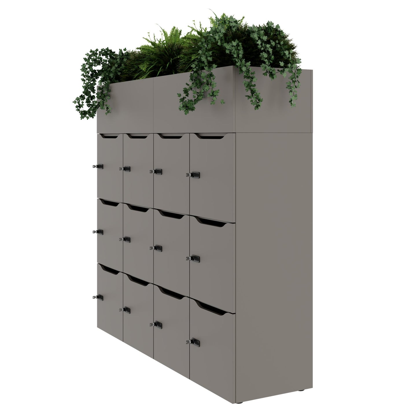 CHOICE Spind | 1800 x 1704 mm, 12 Schließfächer, Blumenkästen, Cubanitgrau