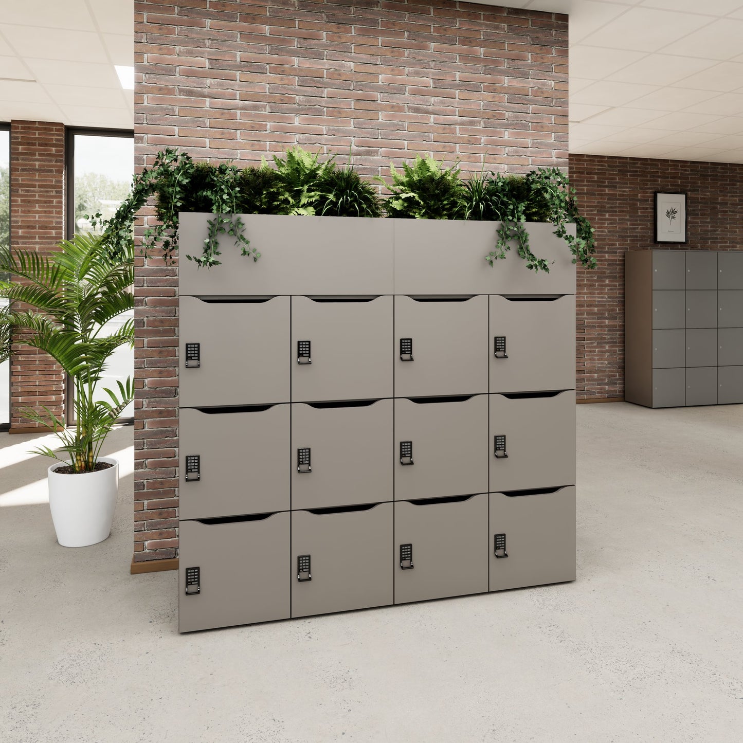 CHOICE Spind | 1800 x 1704 mm, 12 Schließfächer, Blumenkästen, Cubanitgrau