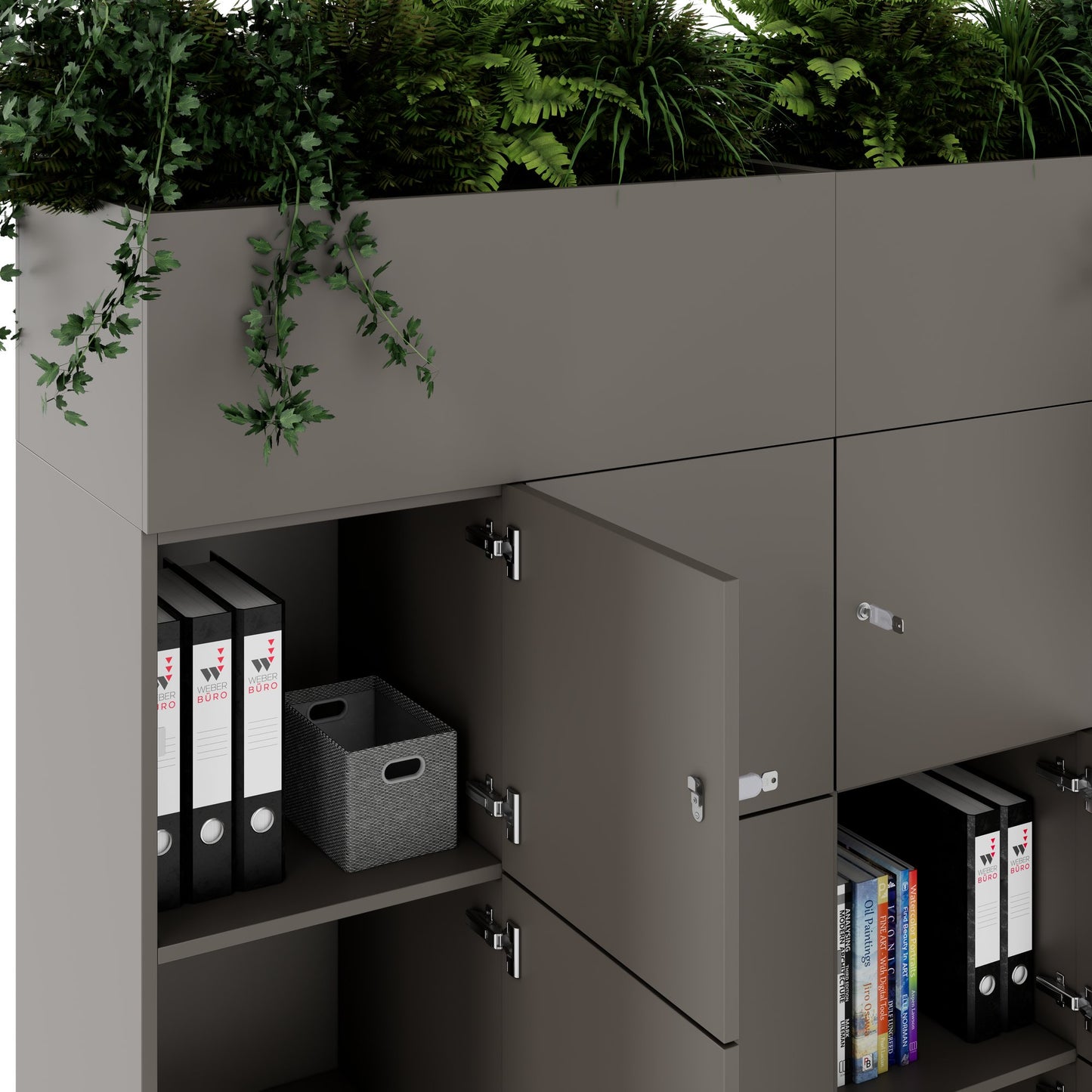 CHOICE Spind | 1800 x 1704 mm, 12 Schließfächer, Blumenkästen, Cubanitgrau