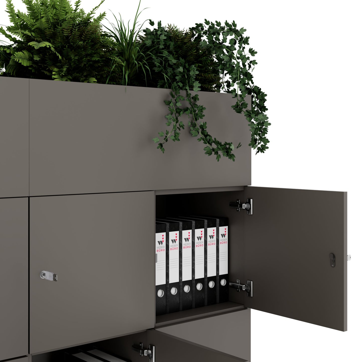 CHOICE Spind | 1800 x 1704 mm, 12 Schließfächer, Blumenkästen, Cubanitgrau