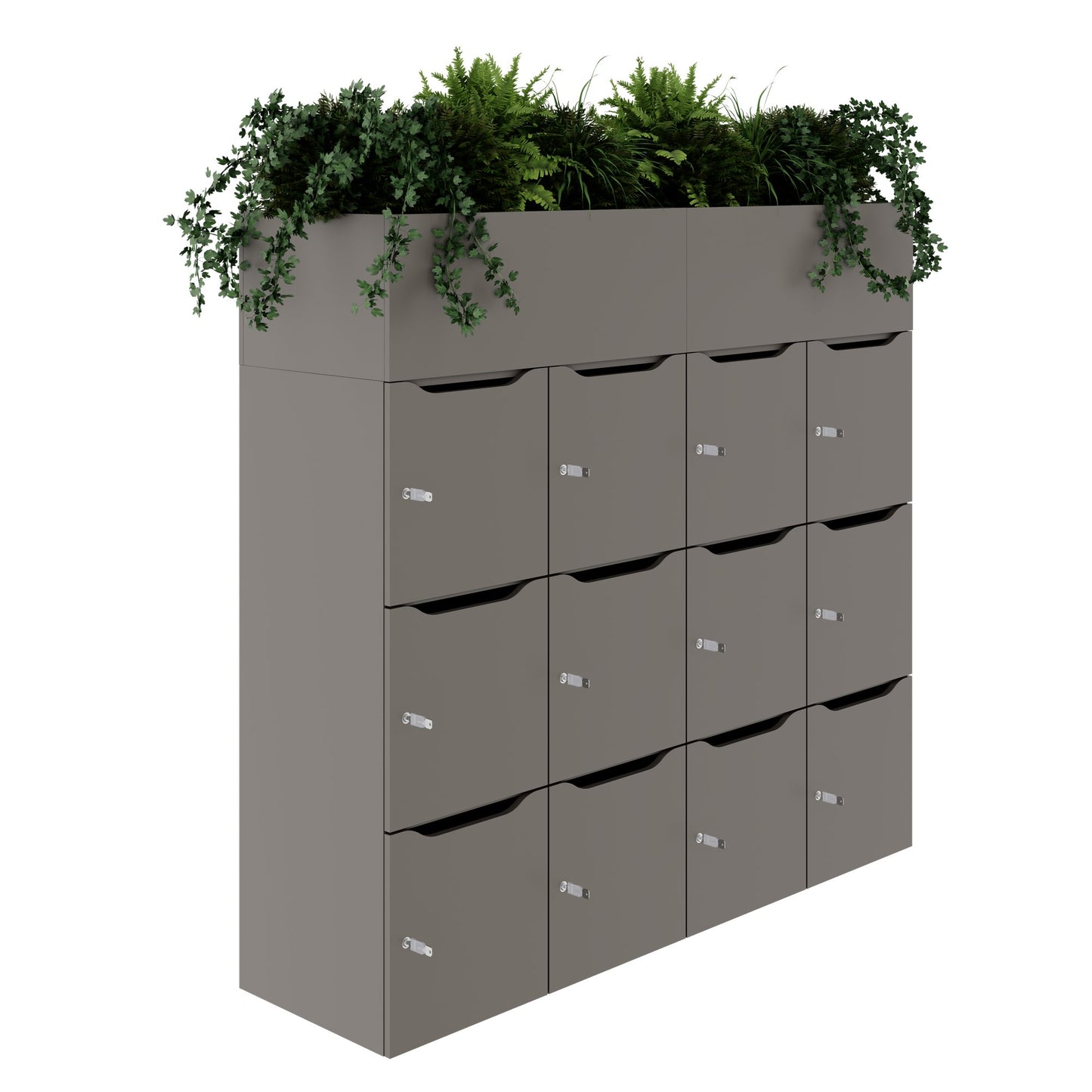 CHOICE Spind | 1800 x 1704 mm, 12 Schließfächer, Blumenkästen, Cubanitgrau