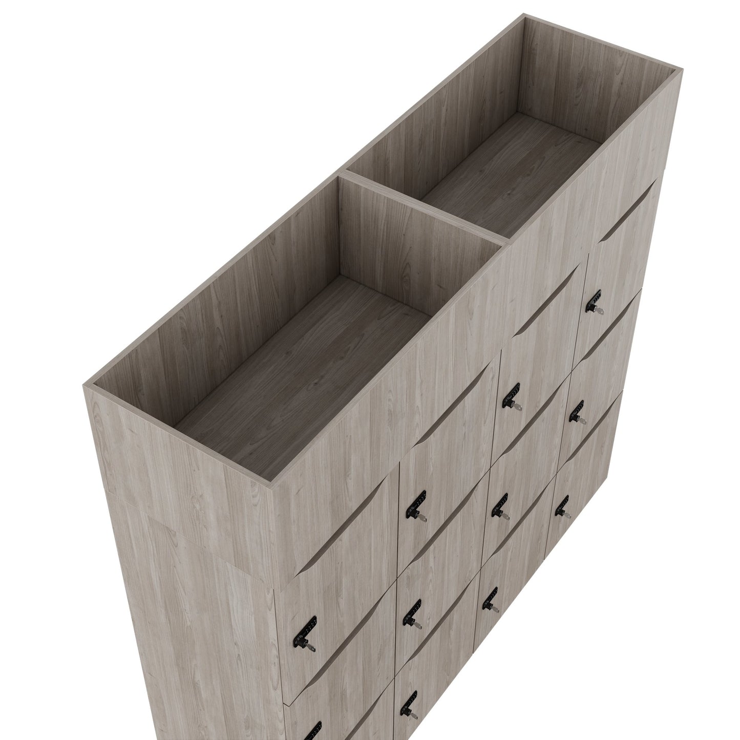 CHOICE Spind | 1800 x 1704 mm, 12 Schliessfächer, Blumenkästen, Nordeiche grau