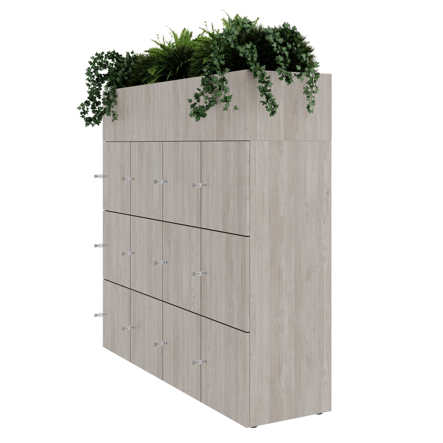 CHOICE Spind | 1800 x 1704 mm, 12 Schliessfächer, Blumenkästen, Nordeiche grau