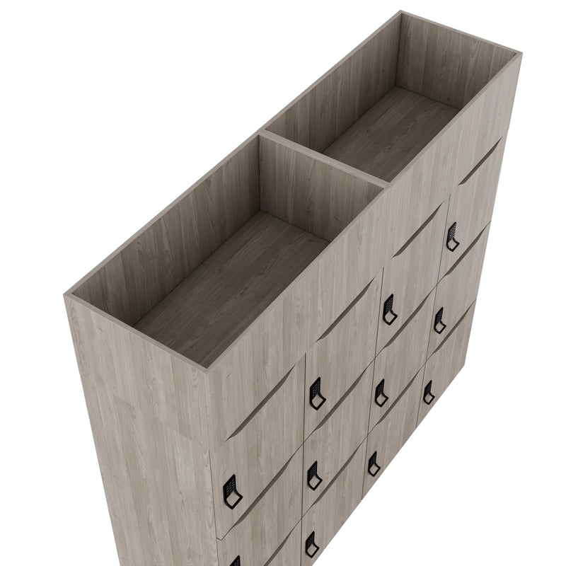 CHOICE Spind | 1800 x 1704 mm, 12 Schließfächer, Blumenkästen, Nordeiche grau - 7 Main Image