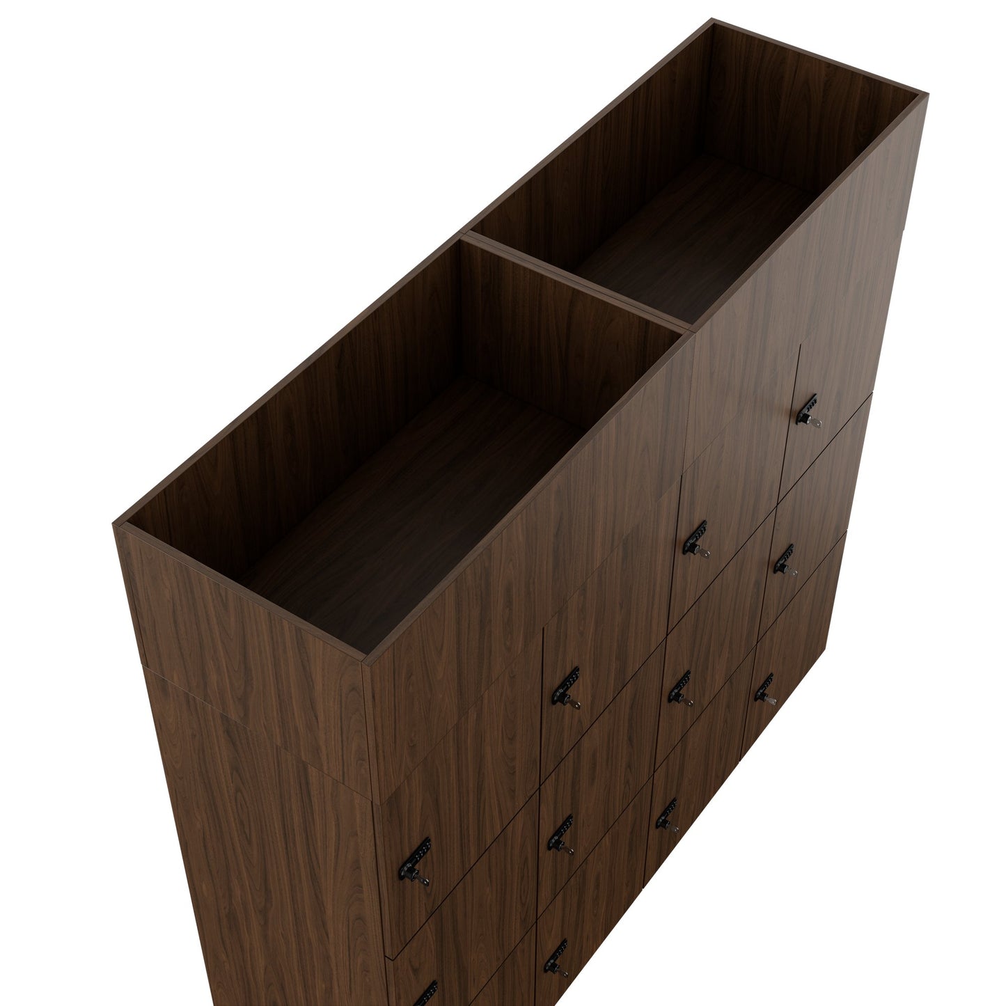 CHOICE Spind | 1800 x 1704 mm, 12 Schliessfächer, Blumenkästen, Nussbaum