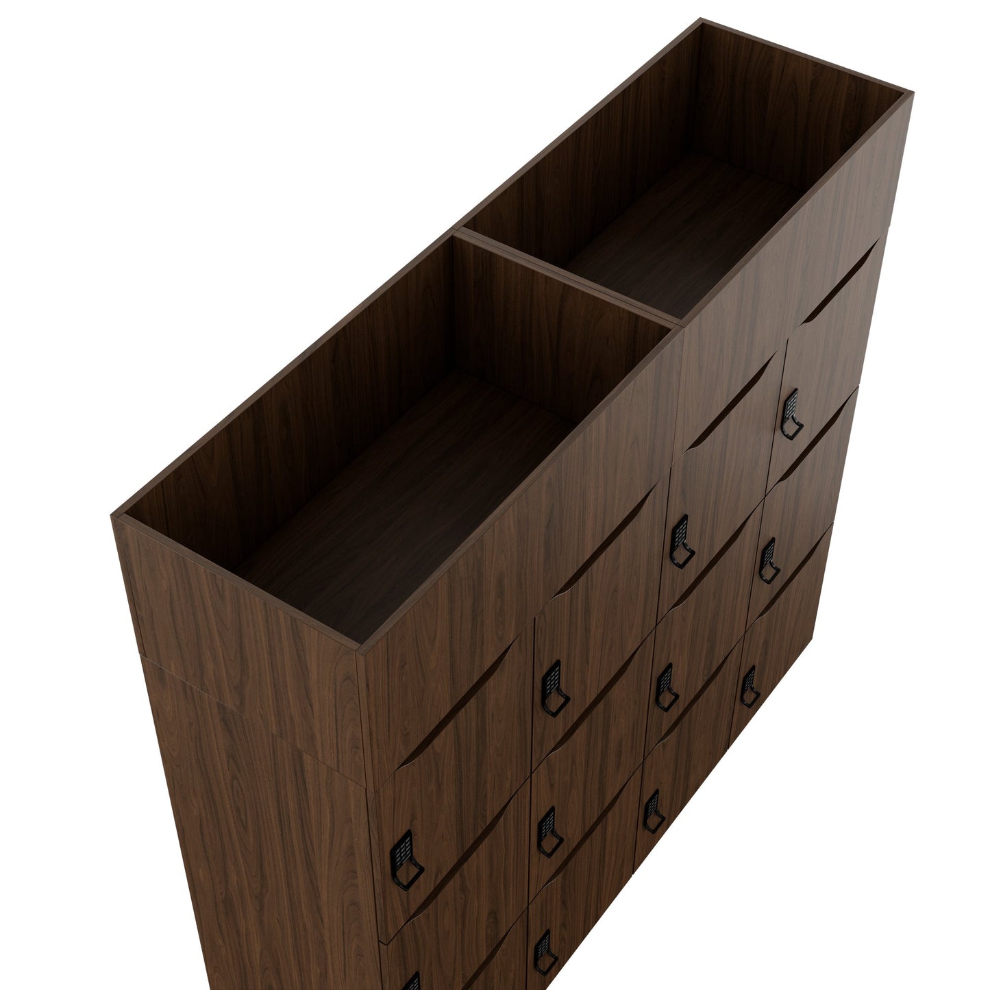 CHOICE Spind | 1800 x 1704 mm, 12 Schliessfächer, Blumenkästen, Nussbaum