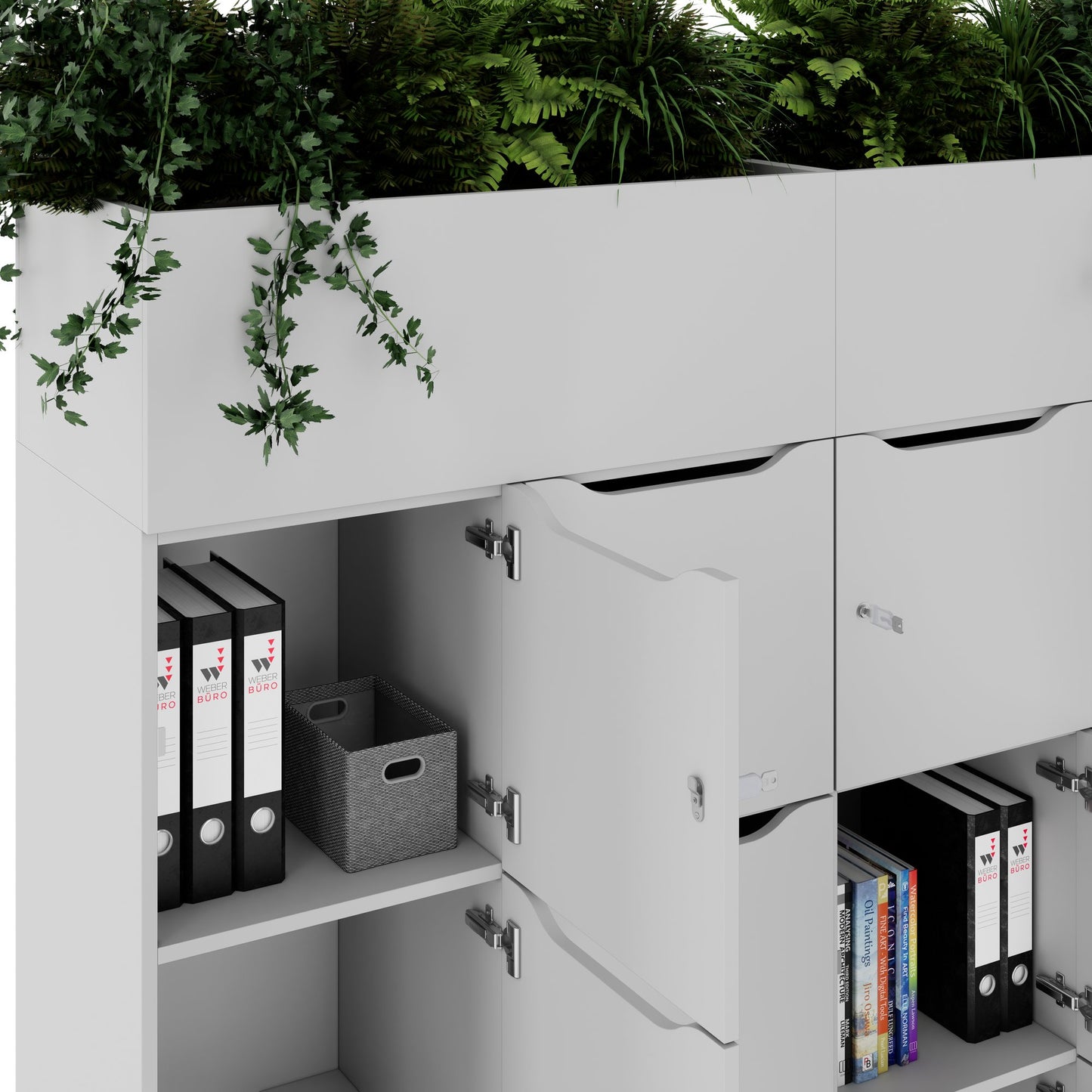 CHOICE Spind | 1800 x 1704 mm, 12 Schliessfächer, Blumenkästen, Perlgrau