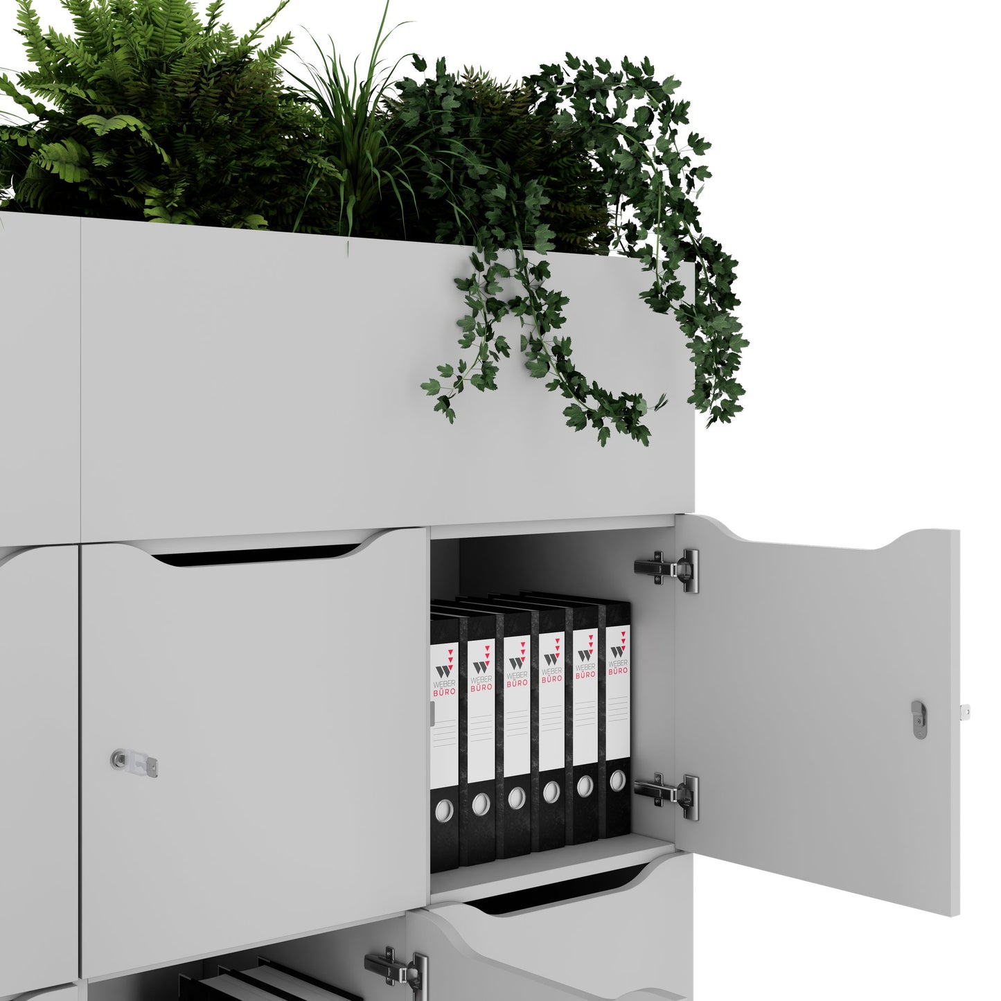 CHOICE Spind | 1800 x 1704 mm, 12 Schliessfächer, Blumenkästen, Perlgrau