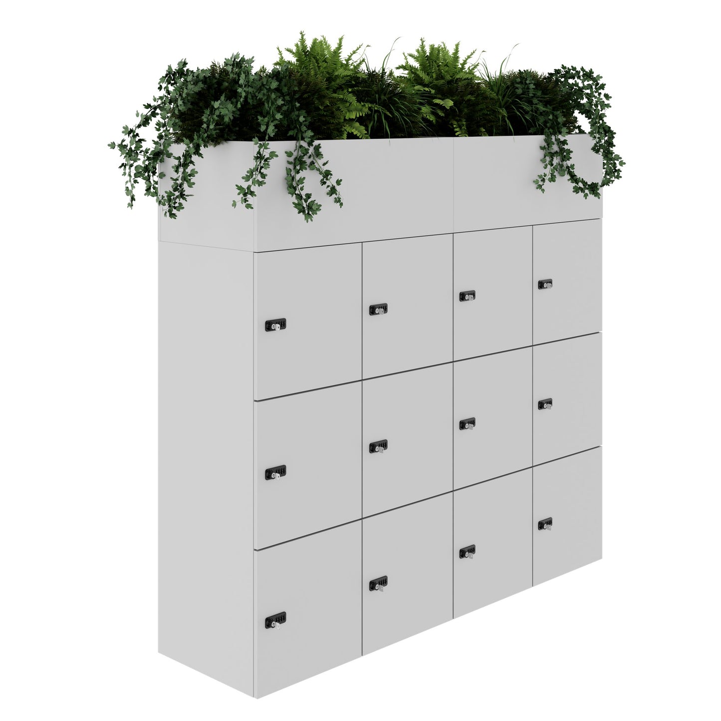 CHOICE Spind | 1800 x 1704 mm, 12 Schliessfächer, Blumenkästen, Perlgrau