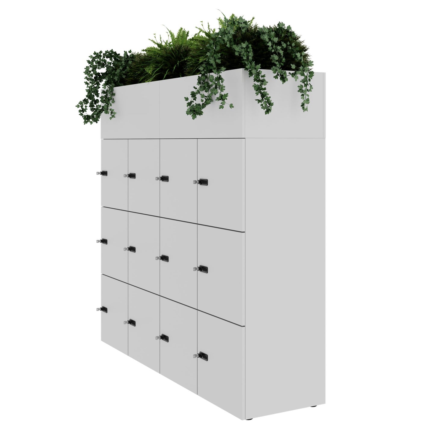 CHOICE Spind | 1800 x 1704 mm, 12 Schliessfächer, Blumenkästen, Perlgrau