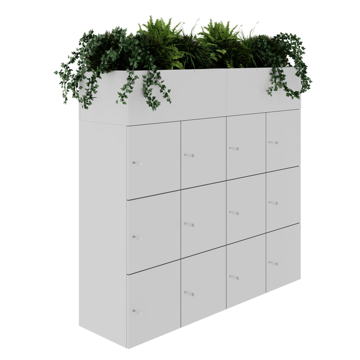 CHOICE Spind | 1800 x 1704 mm, 12 Schließfächer, Blumenkästen, Perlgrau - 1 Lightbox Main Image